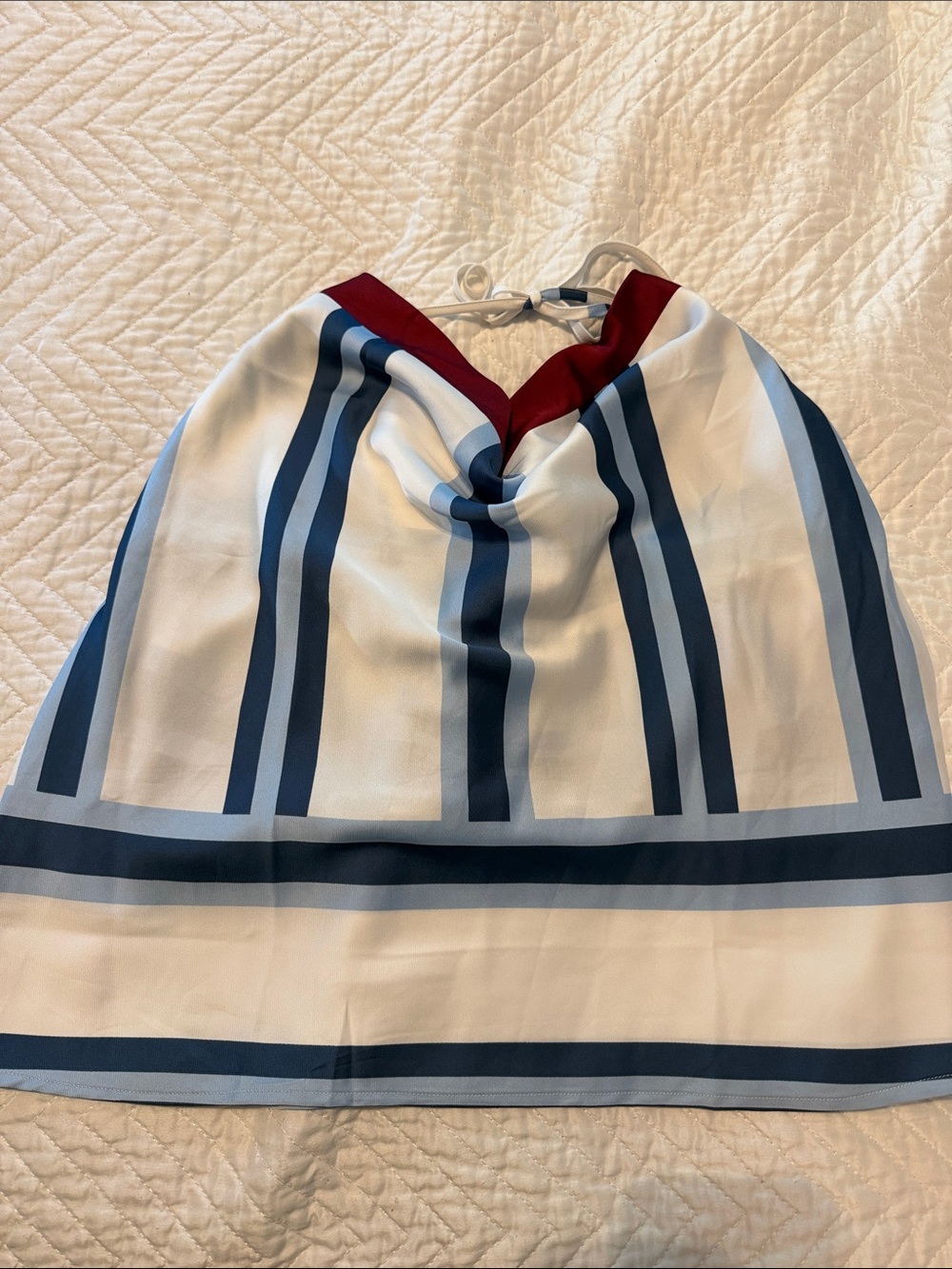 LOFT Striped Halter Top in White, Navy & Burgundy